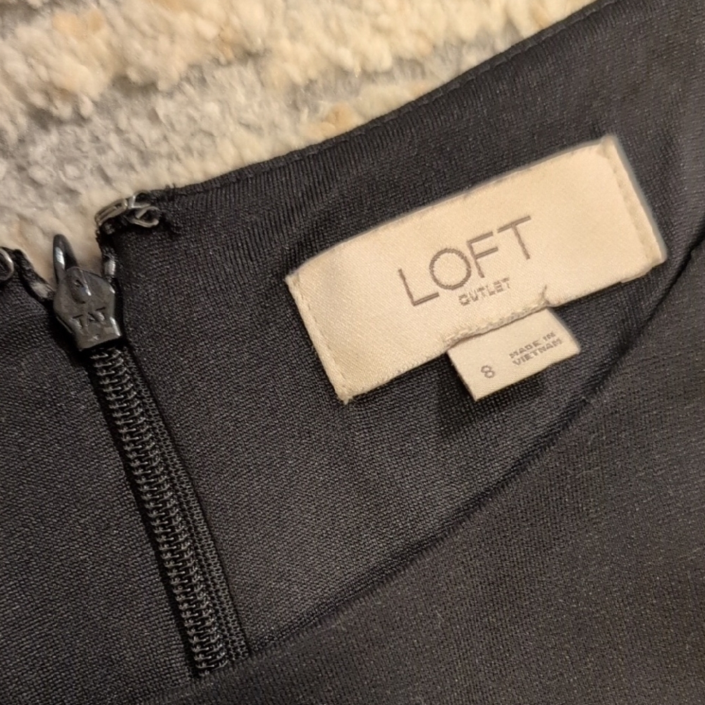 LOFT Black Midi Dress with Bell Sleeves - Picture 7 of 7